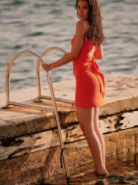 Sezane Coral Robe Kathryn, Tie-Back Mini Dress, S